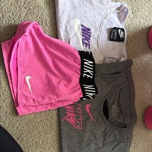 Nike Gray and Pink Apparel Set